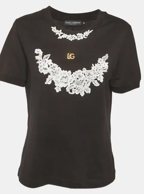 Dolce & Gabbana Black Logo Detail Jersey Crewneck T-Shirt L