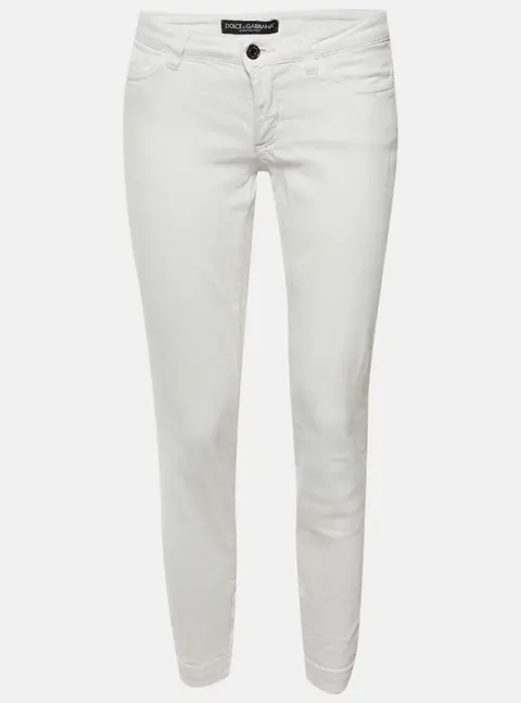 Dolce & Gabbana White Denim Low Rise Skinny Jeans S/Waist 28"