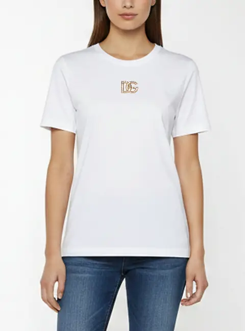Dolce & Gabbana White DG Logo Detail Crew Neck T-Shirt L