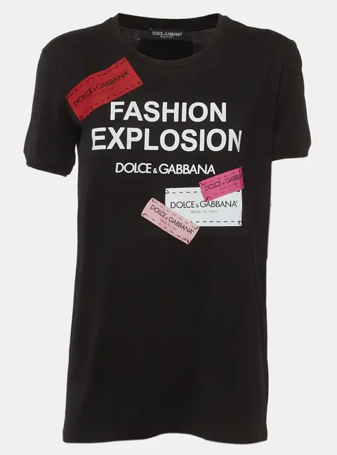 Dolce & Gabbana Black Fashion Explosion Graphic Jersey T-Shirt S