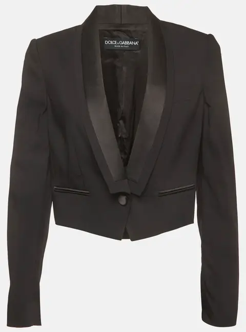 Dolce & Gabbana Black Wool Blend Cropped Jacket M
