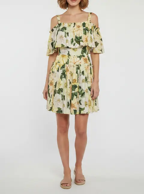 Dolce & Gabbana Multicolour Floral Print Cotton Camellia Mini Dress S