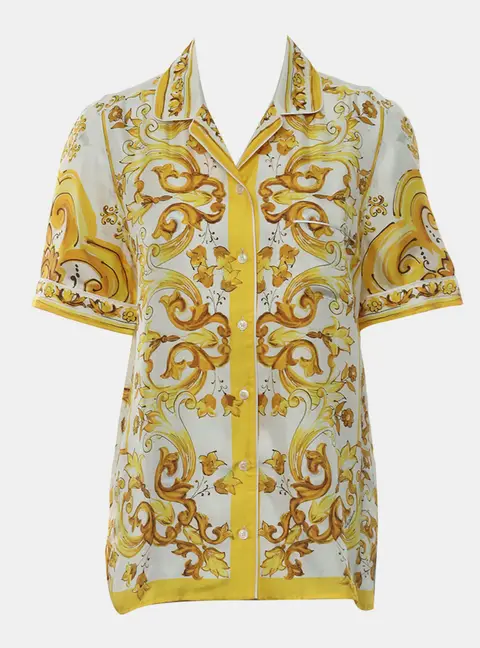 Dolce & Gabbana Majolica Silk Twill Shirt IT 38