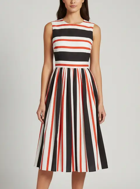 Dolce & Gabbana Multicolor Striped Cotton Cut Out Back Midi Dress M