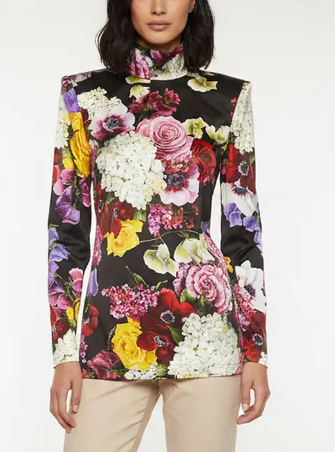 Dolce & Gabbana Multicolor Floral Print Satin Blouse M