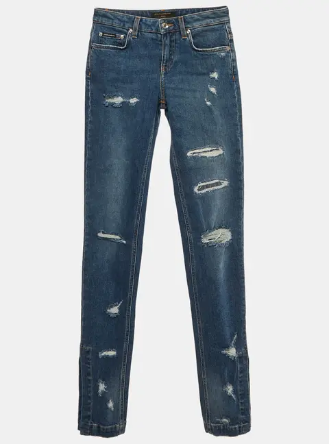 Dolce & Gabbana Blue Distressed Denim Slim Fit Jeans XS/Waist 28"