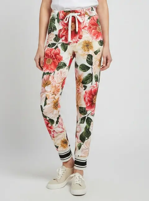 Dolce & Gabbana Multicolour Camellia Print Crepe Jogging Pants XS