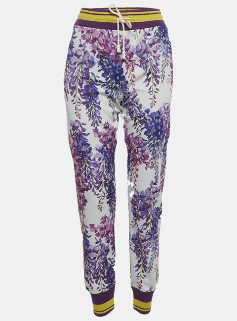 Dolce & Gabbana Purple Wisteria Print Technical Jersey Joggers XS