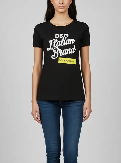 Dolce & Gabbana Black Logo Print Jersey Crewneck T-Shirt S
