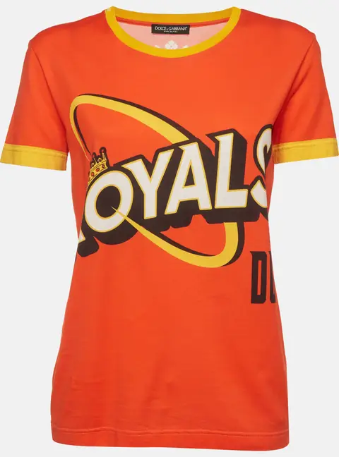 Dolce & Gabbana Orange Printed Jersey Crewneck T-Shirt M