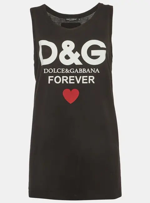 Dolce & Gabbana Black Jersey Forever Print Tank Top S