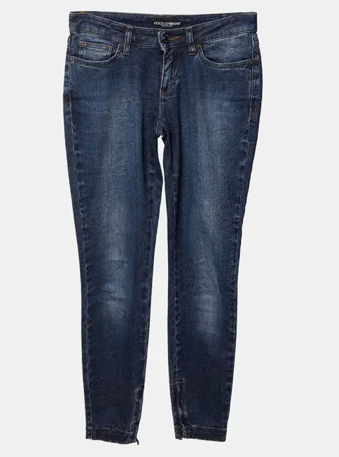 Dolce & Gabbana Blue Denim Zip Detail Low Rise Jeans XS/Waist 26"