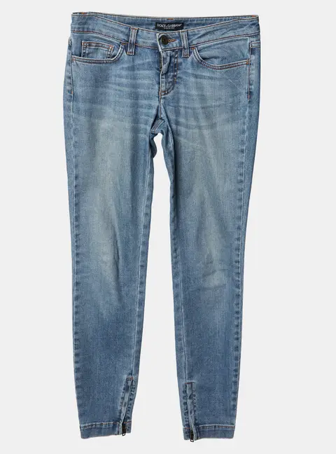 Dolce & Gabbana Blue Denim Zip Detail Low Rise Jeans XS/Waist 27"