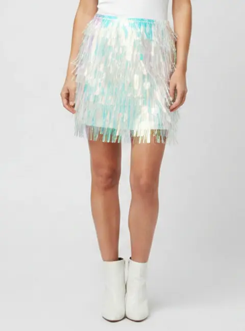Dolce & Gabbana Multicolour Iridescent Synthetic Fringed Mini Skirt M