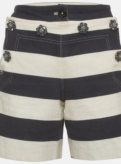 Dolce & Gabbana Navy/White Textured Cotton Bermuda Shorts M