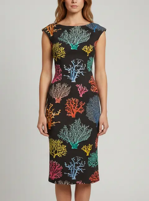 Dolce & Gabbana Black Printed Stretch Cotton Sleeveless Midi Dress S