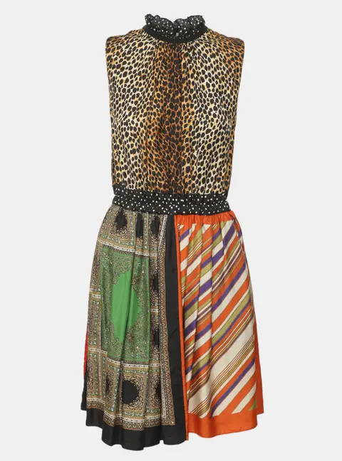 D&G Vintage Multi-Pattern Scarf Silk Dress M