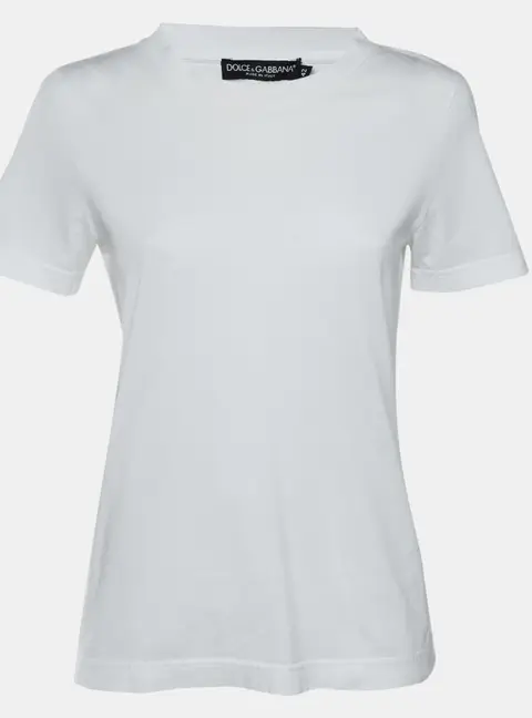 Dolce & Gabbana White Cotton Logo Detail Crew Neck T-Shirt M