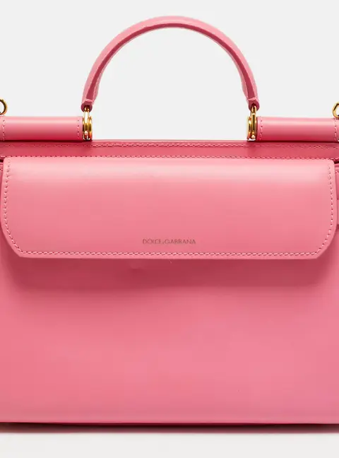 Dolce & Gabbana Sicily 62 Medium Pink Leather Top Handle Bag