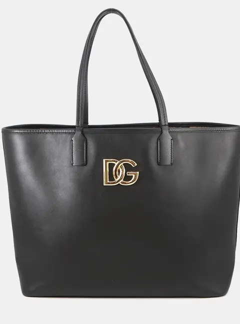 Dolce & Gabbana Fefe Medium Black Calfskin Leather Tote Bag