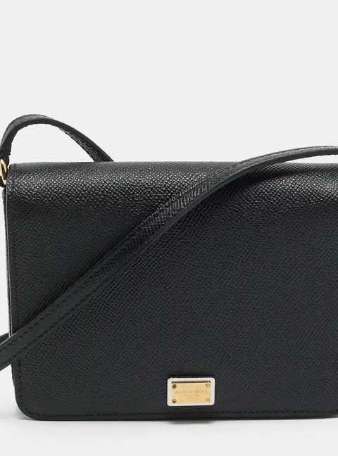 Dolce & Gabbana Flap Black Leather Crossbody Bag