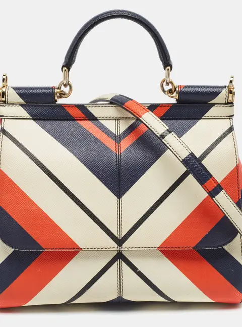 Dolce & Gabbana Miss Sicily Medium Multicolor Printed Leather Top Handle Bag