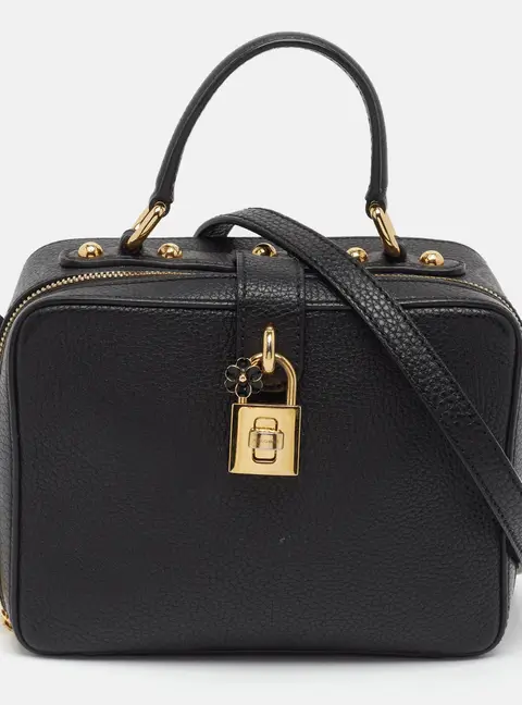 Dolce & Gabbana Rosaria Box Black Leather Top Handle Bag
