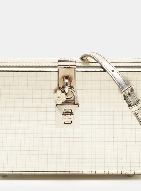 Dolce & Gabbana Metallic Textured Leather Box Clutch