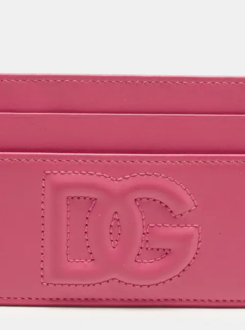 Dolce & Gabbana DG Logo Embossed Pink Leather Card Holder