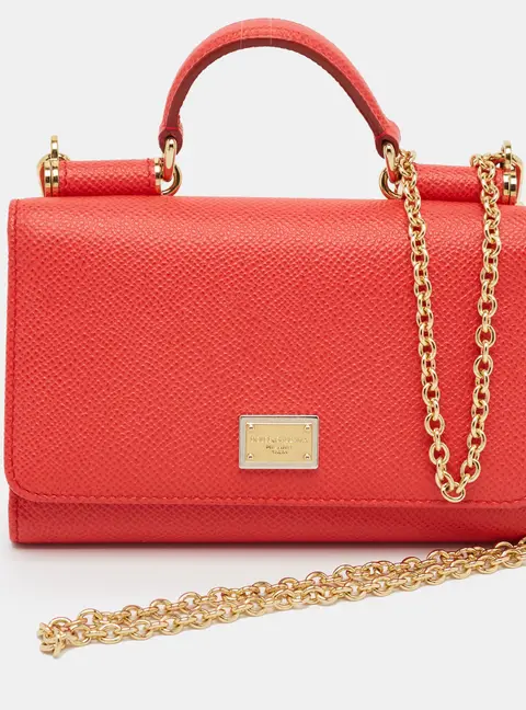 Dolce & Gabbana Miss Sicily Von Red Leather Wallet On Chain