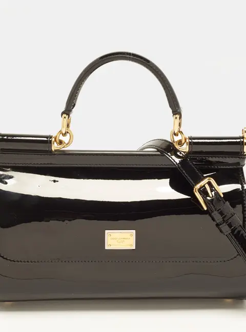 Dolce & Gabbana Miss Sicily Medium Black Leather Top Handle Bag