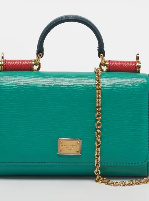 Dolce & Gabbana Miss Sicily Von Tricolor Leather Wallet On Chain