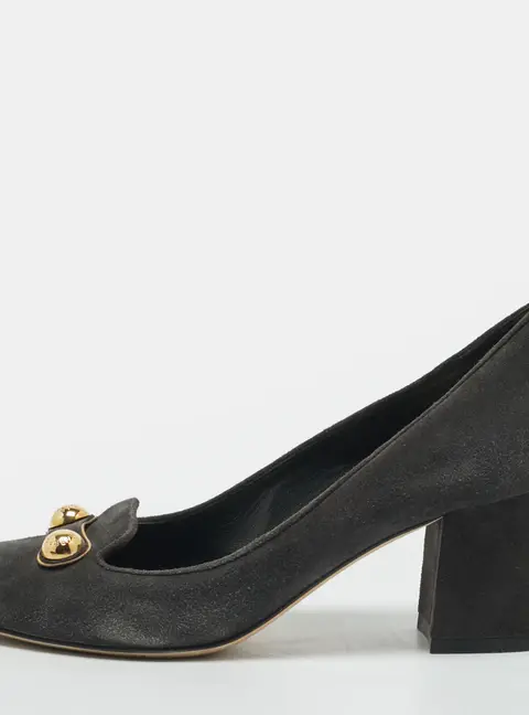 Dolce & Gabbana Size 37 Grey Suede Block Heel Pumps