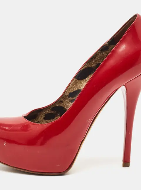 Dolce & Gabbana Size 37.5 Burgundy Patent Leather Platform Pumps