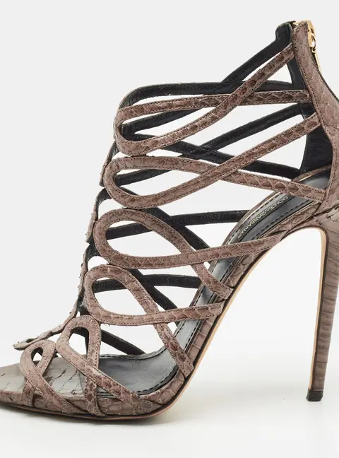 Dolce & Gabbana Size 39 Brown Python Leather Gladiator Sandals