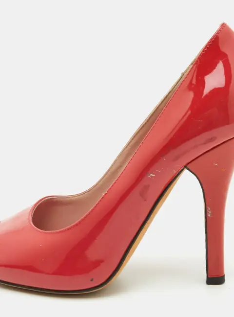 Dolce & Gabbana Size 36.5 Red Patent Leather Peep Toe Pumps