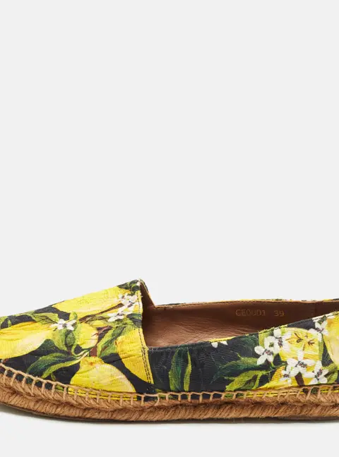 Dolce & Gabbana Size 39 Multicolor Brocade Fabric Espadrille Flats