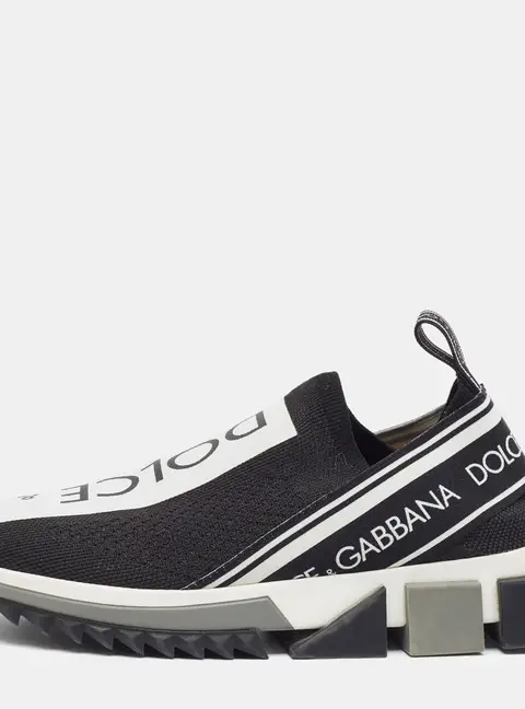 Dolce & Gabbana Sorrento Size 36 Black/White Knit Fabric Slip On Sneakers