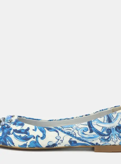 Dolce & Gabbana Majolica Size 35 Blue Jacquard Ballet Flats