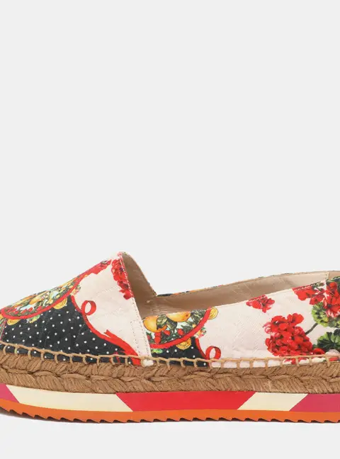 Dolce & Gabbana Size 36 Multicolor Print Jacquard Platform Espadrilles