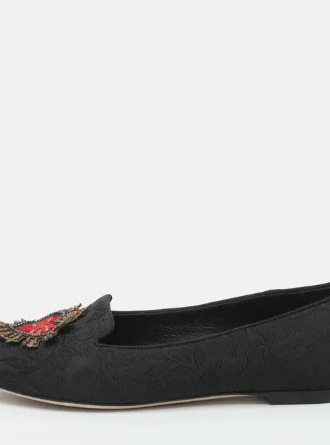 Dolce & Gabbana DG Heart Size 37 Black Jacquard Loafers