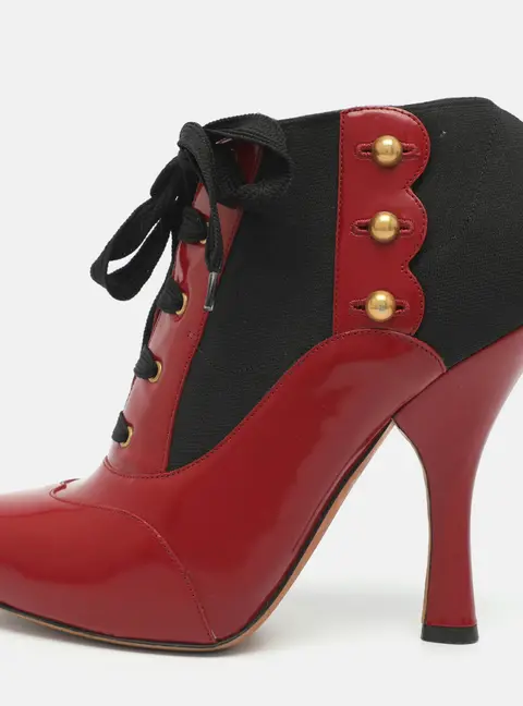 Dolce & Gabbana Size 39 Red/Black Elastane and Patent Leather Booties