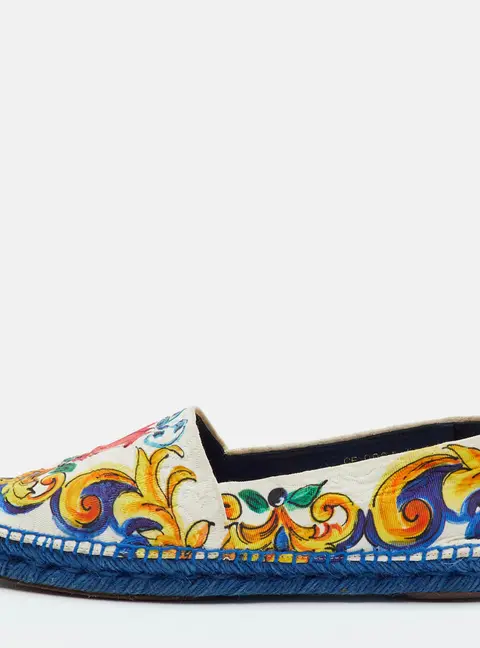 Dolce & Gabbana Size 40 Multicolor Brocade Fabric Espadrille Flats
