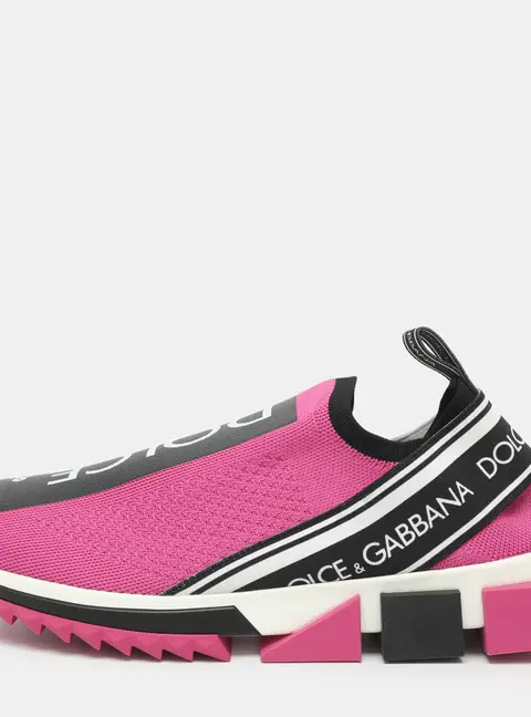Dolce & Gabbana Sorrento Size 41.5 Pink Knit Fabric Slip On Sneakers