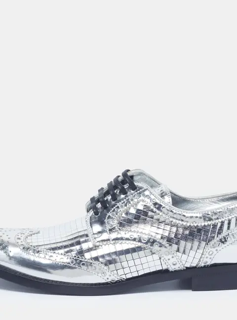 Dolce & Gabbana Size 37 Silver Leather Disco Derby Brogues