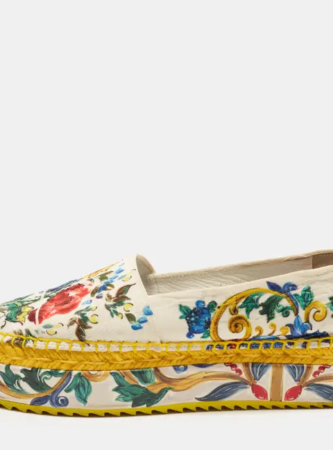 Dolce & Gabbana Size 39 Multicolor Print Jacquard Platform Espadrilles
