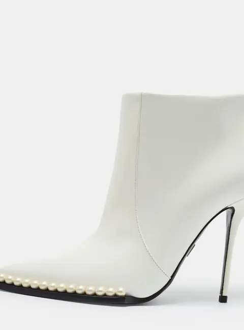 Dolce & Gabbana Dardinale Size 38.5 White Patent Leather Ankle Length Boots
