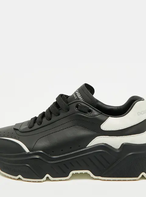 Dolce & Gabbana Daymaster Size 40.5 Black Leather Lace Up Sneakers