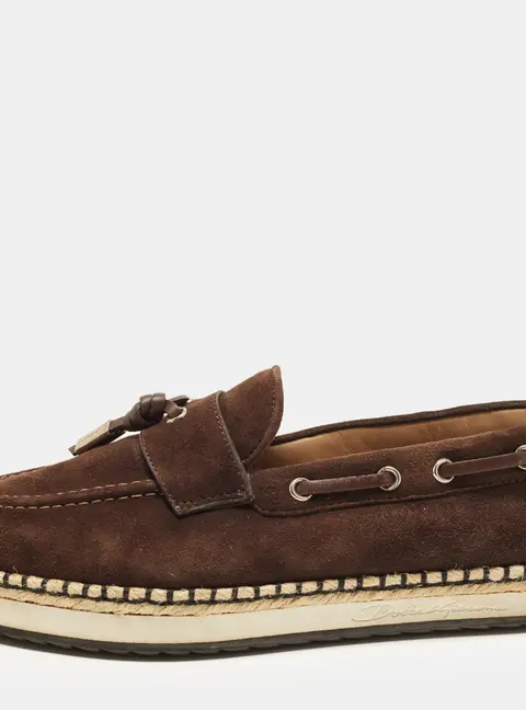 Dolce & Gabbana Size 38 Brown Suede Slip On Espadrille Loafers