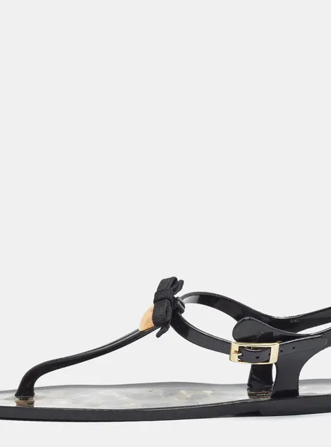 Dolce & Gabbana Jelly Bow Size 38 Black Jelly Thong Sandals